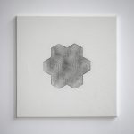 "jiba hexagonal 3" - 2005 / magnet, iron turnings on canvas / framed 53 x 53 x 4 cm