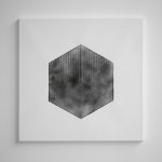 "jiba hexagonal 5" - 2005 / magnet, iron turnings on canvas / framed 53 x 53 x 4 cm
