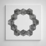 "jiba hexagonal 6" - 2005 / magnet, iron turnings on canvas / framed 53 x 53 x 4 cm